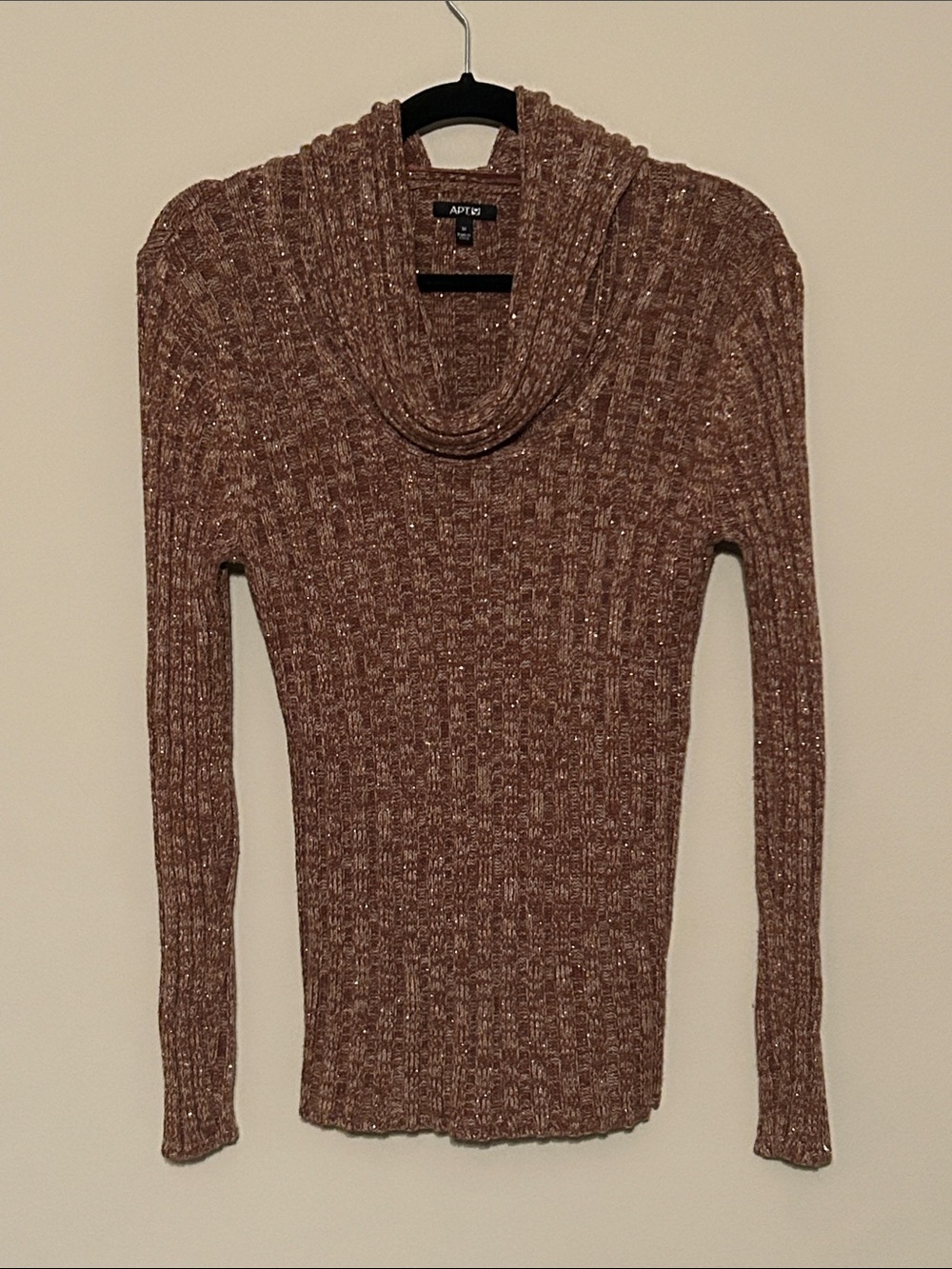 Apt. 9 Dusty Brown Ribbed Cowl Neck Sweater
